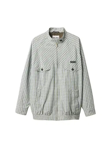 Miu Miu Women's Checked Technical Fabric Blouson Jacket | Thumbnail 1 Miu Miu Women's Checked Technical Fabric Blouson Jacket | Thumbnail 1