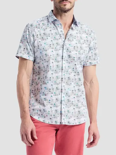 Robert Graham Men's Embarcadero Geometric Cotton Short-Sleeve Shirt | Thumbnail 3 Robert Graham Men's Embarcadero Geometric Cotton Short-Sleeve Shirt | Thumbnail 3