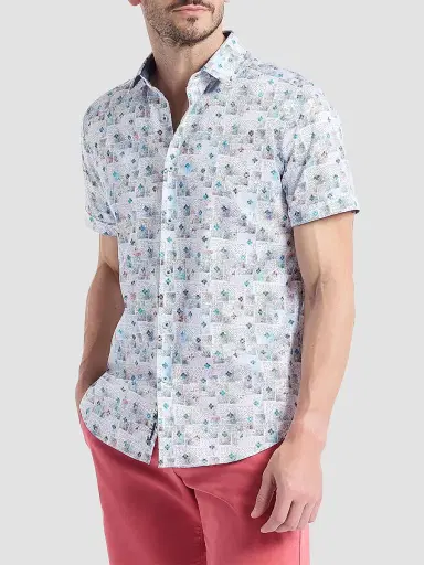 Robert Graham Men's Embarcadero Geometric Cotton Short-Sleeve Shirt | Thumbnail 4 Robert Graham Men's Embarcadero Geometric Cotton Short-Sleeve Shirt | Thumbnail 4