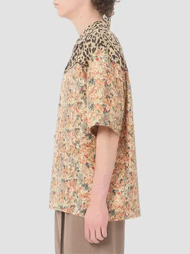 Valentino Men's Bowling Shirt in Silk Poplin and Papier Floral Prints | Thumbnail 4 Valentino Men's Bowling Shirt in Silk Poplin and Papier Floral Prints | Thumbnail 4
