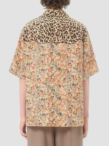 Valentino Men's Bowling Shirt in Silk Poplin and Papier Floral Prints | Thumbnail 5 Valentino Men's Bowling Shirt in Silk Poplin and Papier Floral Prints | Thumbnail 5