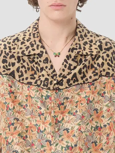 Valentino Men's Bowling Shirt in Silk Poplin and Papier Floral Prints | Thumbnail 6 Valentino Men's Bowling Shirt in Silk Poplin and Papier Floral Prints | Thumbnail 6