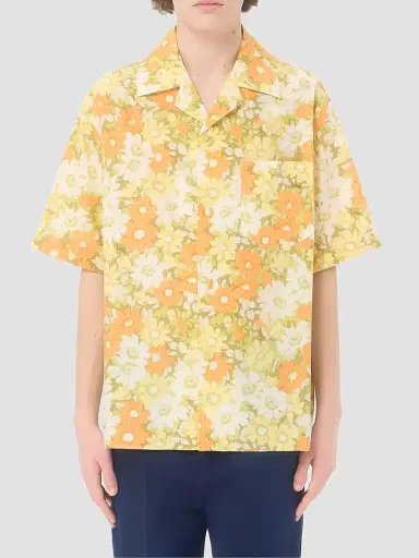 Valentino Men's Cotton Bowling Shirt with Papier Floral Print | Thumbnail 3 Valentino Men's Cotton Bowling Shirt with Papier Floral Print | Thumbnail 3