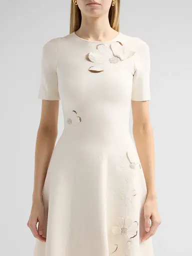 Oscar de la Renta Women's Floral Laser-Cut Knit Mini Dress | Thumbnail 5 Oscar de la Renta Women's Floral Laser-Cut Knit Mini Dress | Thumbnail 5