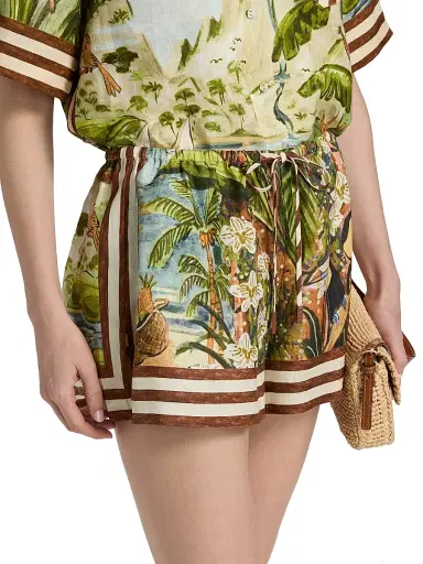 ALÉMAIS Women's Toucan Tango Tropical Print Linen Shorts | Thumbnail 4 ALÉMAIS Women's Toucan Tango Tropical Print Linen Shorts | Thumbnail 4