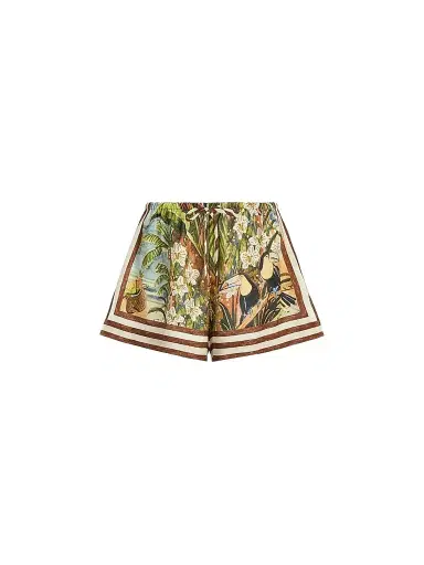 ALÉMAIS Women's Toucan Tango Tropical Print Linen Shorts | Thumbnail 1 ALÉMAIS Women's Toucan Tango Tropical Print Linen Shorts | Thumbnail 1