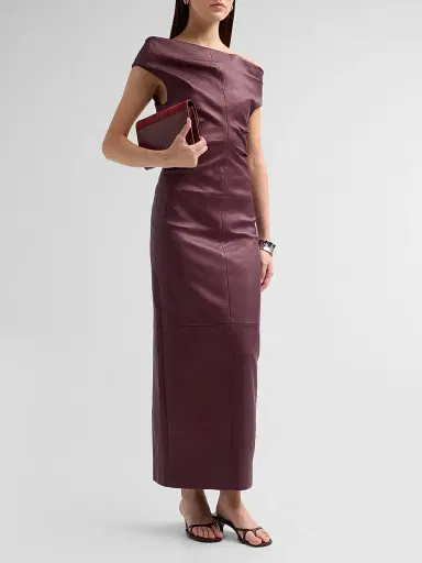Simkhai Women's Vessia Leather Midi Dress | Thumbnail 4 Simkhai Women's Vessia Leather Midi Dress | Thumbnail 4
