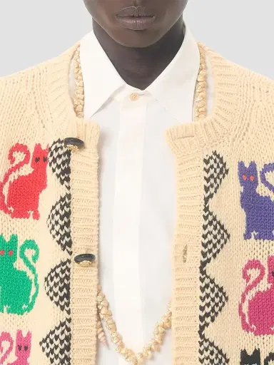 Valentino Men's Wool Cardigan With Le Chat De La Maison Jacquard Pattern | Thumbnail 5 Valentino Men's Wool Cardigan With Le Chat De La Maison Jacquard Pattern | Thumbnail 5