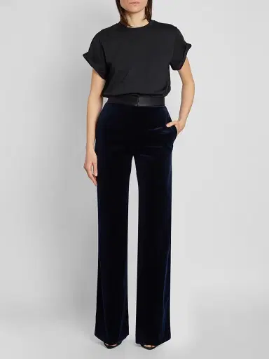 Victoria Beckham Women's Alina Cotton-Blend Velvet Wide-Leg Trousers | Thumbnail 2 Victoria Beckham Women's Alina Cotton-Blend Velvet Wide-Leg Trousers | Thumbnail 2