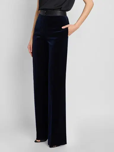 Victoria Beckham Women's Alina Cotton-Blend Velvet Wide-Leg Trousers | Thumbnail 4 Victoria Beckham Women's Alina Cotton-Blend Velvet Wide-Leg Trousers | Thumbnail 4