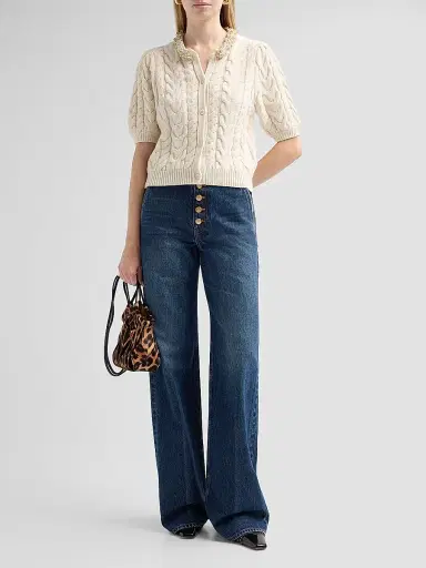 Ulla Johnson Women's Olivia Cable-Knit Merino Wool-Cashmere Cardigan | Thumbnail 2 Ulla Johnson Women's Olivia Cable-Knit Merino Wool-Cashmere Cardigan | Thumbnail 2