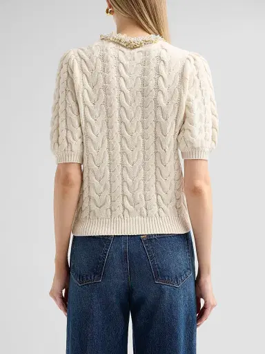 Ulla Johnson Women's Olivia Cable-Knit Merino Wool-Cashmere Cardigan | Thumbnail 3 Ulla Johnson Women's Olivia Cable-Knit Merino Wool-Cashmere Cardigan | Thumbnail 3
