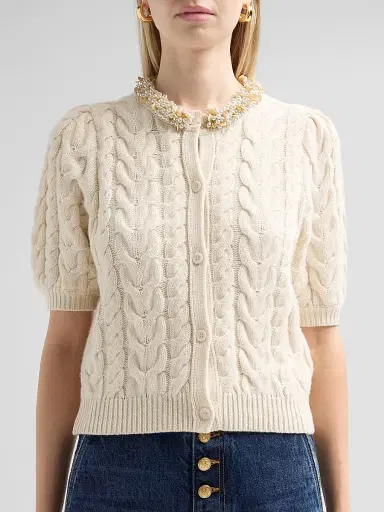 Ulla Johnson Women's Olivia Cable-Knit Merino Wool-Cashmere Cardigan | Thumbnail 5 Ulla Johnson Women's Olivia Cable-Knit Merino Wool-Cashmere Cardigan | Thumbnail 5