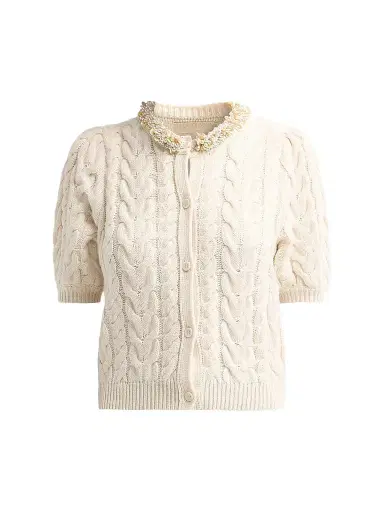 Ulla Johnson Women's Olivia Cable-Knit Merino Wool-Cashmere Cardigan | Thumbnail 1 Ulla Johnson Women's Olivia Cable-Knit Merino Wool-Cashmere Cardigan | Thumbnail 1