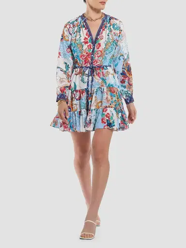 Robert Graham Women's Sydney Floral Silk-Blend Tie-Waist Minidress | Thumbnail 2 Robert Graham Women's Sydney Floral Silk-Blend Tie-Waist Minidress | Thumbnail 2