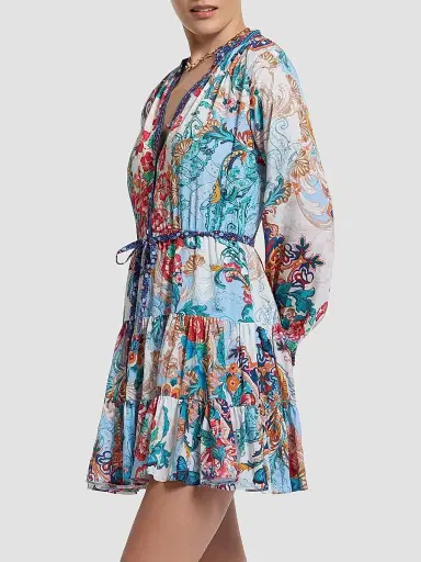 Robert Graham Women's Sydney Floral Silk-Blend Tie-Waist Minidress | Thumbnail 3 Robert Graham Women's Sydney Floral Silk-Blend Tie-Waist Minidress | Thumbnail 3