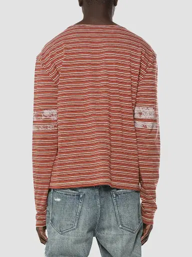 Purple Brand Men's Striped Slub Jersey Shirt | Thumbnail 2 Purple Brand Men's Striped Slub Jersey Shirt | Thumbnail 2