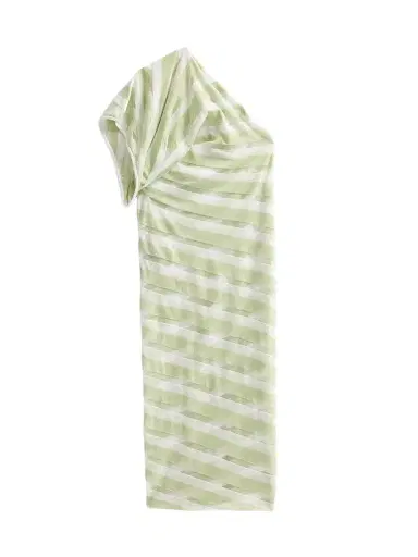 Stella McCartney Women's EXCLUSIVE. One-Shoulder Layered Sheer Striped Knit Midi Dress | Thumbnail 1 Stella McCartney Women's EXCLUSIVE. One-Shoulder Layered Sheer Striped Knit Midi Dress | Thumbnail 1