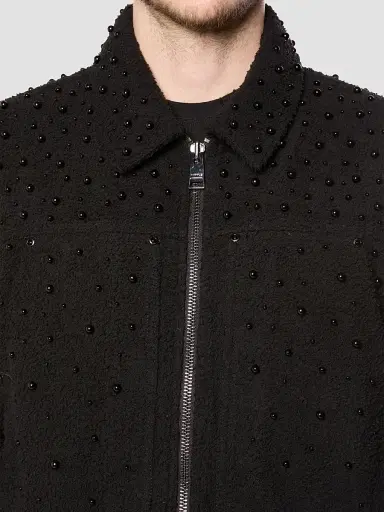 Purple Brand Men's Imitation Pearl-Embellished Cotton-Blend Crop Jacket | Thumbnail 3 Purple Brand Men's Imitation Pearl-Embellished Cotton-Blend Crop Jacket | Thumbnail 3