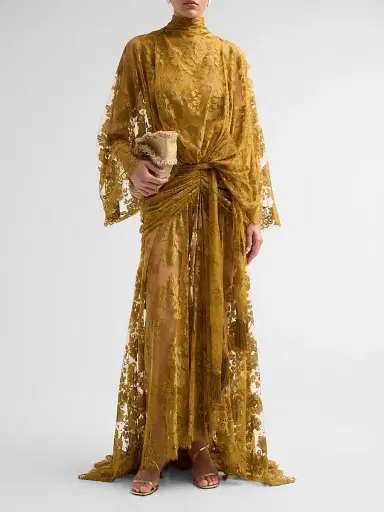 Zimmermann Women's Ascent Ruched Lace Batwing Gown | Thumbnail 2 Zimmermann Women's Ascent Ruched Lace Batwing Gown | Thumbnail 2