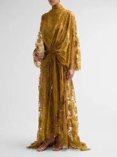Zimmermann Women's Ascent Ruched Lace Batwing Gown | Thumbnail 4 Zimmermann Women's Ascent Ruched Lace Batwing Gown | Thumbnail 4