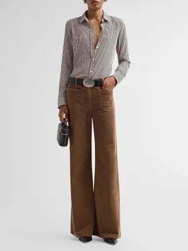 Nili Lotan Women's Florence Flared Cotton-Blend Corduroy Pants | Thumbnail 2 Nili Lotan Women's Florence Flared Cotton-Blend Corduroy Pants | Thumbnail 2