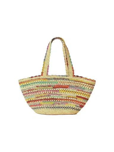BTB Los Angeles Women's Ornella Striped Raffia Tote Bag | Thumbnail 1 BTB Los Angeles Women's Ornella Striped Raffia Tote Bag | Thumbnail 1
