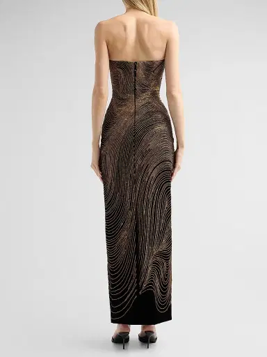 Oscar de la Renta Women's Bugle Waves Embroidered Strapless Cocktail Dress | Thumbnail 3 Oscar de la Renta Women's Bugle Waves Embroidered Strapless Cocktail Dress | Thumbnail 3