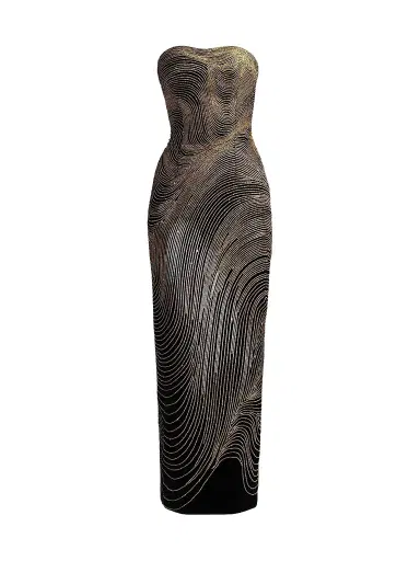 Oscar de la Renta Women's Bugle Waves Embroidered Strapless Cocktail Dress | Thumbnail 1 Oscar de la Renta Women's Bugle Waves Embroidered Strapless Cocktail Dress | Thumbnail 1