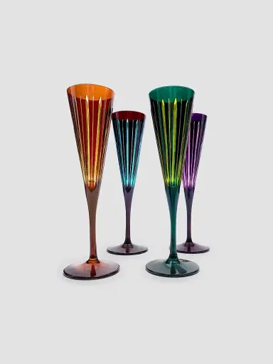 L'Objet Prism 4-Piece Glass Champagne Flute Set | Thumbnail 3 L'Objet Prism 4-Piece Glass Champagne Flute Set | Thumbnail 3