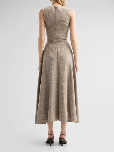 Oscar de la Renta Women's Glen Check Wool-Silk-Cashmere Day Dress | Thumbnail 3 Oscar de la Renta Women's Glen Check Wool-Silk-Cashmere Day Dress | Thumbnail 3