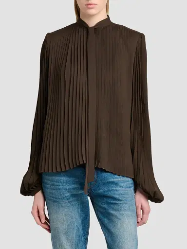 Tom Ford Women's Pleated Pussybow Blouse | Thumbnail 3 Tom Ford Women's Pleated Pussybow Blouse | Thumbnail 3
