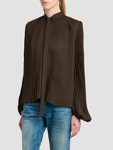 Tom Ford Women's Pleated Pussybow Blouse | Thumbnail 4 Tom Ford Women's Pleated Pussybow Blouse | Thumbnail 4