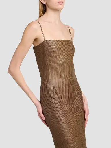 Tom Ford Women's Pleated Leather Sheath Midi Dress | Thumbnail 5 Tom Ford Women's Pleated Leather Sheath Midi Dress | Thumbnail 5