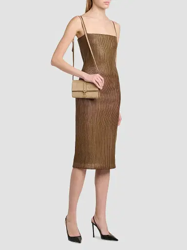 Tom Ford Women's Pleated Leather Sheath Midi Dress | Thumbnail 6 Tom Ford Women's Pleated Leather Sheath Midi Dress | Thumbnail 6