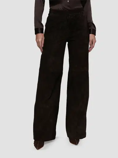 L'Agence Women's Livvy Suede Straight-Leg Trousers | Thumbnail 4 L'Agence Women's Livvy Suede Straight-Leg Trousers | Thumbnail 4
