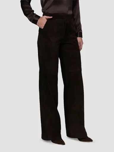 L'Agence Women's Livvy Suede Straight-Leg Trousers | Thumbnail 5 L'Agence Women's Livvy Suede Straight-Leg Trousers | Thumbnail 5