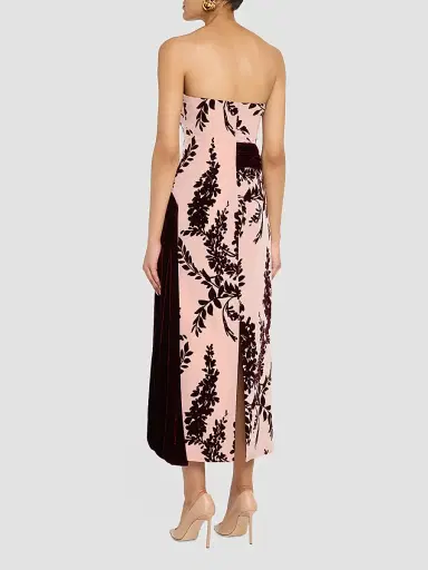 Lela Rose Women's Flocked Taffeta Velvet-Draped Midi Dress | Thumbnail 3 Lela Rose Women's Flocked Taffeta Velvet-Draped Midi Dress | Thumbnail 3