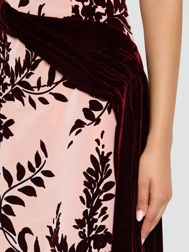 Lela Rose Women's Flocked Taffeta Velvet-Draped Midi Dress | Thumbnail 5 Lela Rose Women's Flocked Taffeta Velvet-Draped Midi Dress | Thumbnail 5