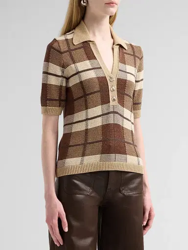 Ramy Brook Women's Melanie Plaid Polo Sweater | Thumbnail 4 Ramy Brook Women's Melanie Plaid Polo Sweater | Thumbnail 4