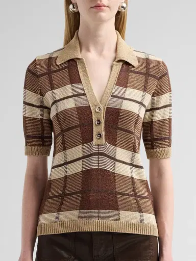 Ramy Brook Women's Melanie Plaid Polo Sweater | Thumbnail 5 Ramy Brook Women's Melanie Plaid Polo Sweater | Thumbnail 5