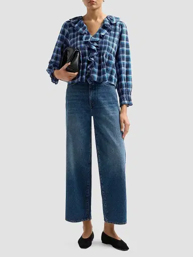 DÔEN Women's Hardy Ruffle-Trim Plaid Cotton Top | Thumbnail 2 DÔEN Women's Hardy Ruffle-Trim Plaid Cotton Top | Thumbnail 2