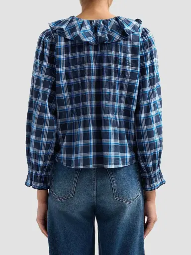 DÔEN Women's Hardy Ruffle-Trim Plaid Cotton Top | Thumbnail 3 DÔEN Women's Hardy Ruffle-Trim Plaid Cotton Top | Thumbnail 3
