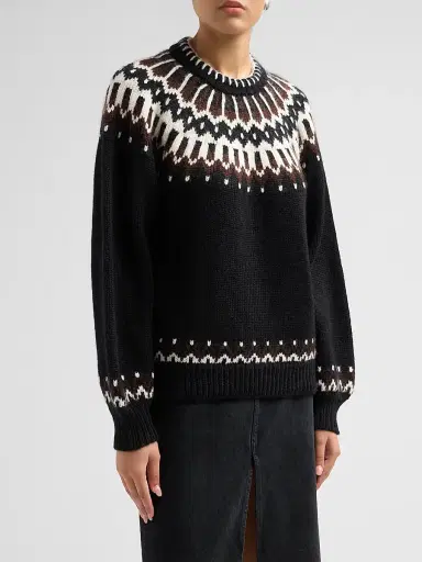 DÔEN Women's Field Fair Isle-Inspired Wool-Blend Crewneck Sweater | Thumbnail 4 DÔEN Women's Field Fair Isle-Inspired Wool-Blend Crewneck Sweater | Thumbnail 4