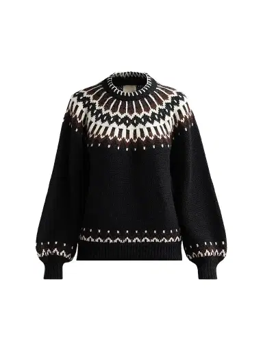 DÔEN Women's Field Fair Isle-Inspired Wool-Blend Crewneck Sweater | Thumbnail 1 DÔEN Women's Field Fair Isle-Inspired Wool-Blend Crewneck Sweater | Thumbnail 1