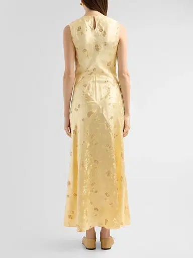 DÔEN Women's Ginette Ruched Floral Jacquard Maxi Dress | Thumbnail 3 DÔEN Women's Ginette Ruched Floral Jacquard Maxi Dress | Thumbnail 3