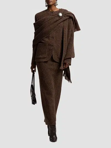 Ralph Lauren Collection Women's Alira Donegal-Style Tweed Scarf Blazer | Thumbnail 2 Ralph Lauren Collection Women's Alira Donegal-Style Tweed Scarf Blazer | Thumbnail 2
