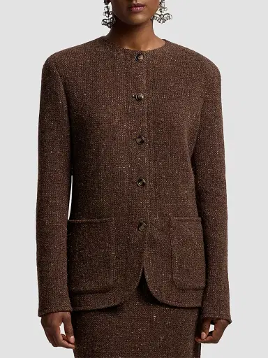 Ralph Lauren Collection Women's Alira Donegal-Style Tweed Scarf Blazer | Thumbnail 5 Ralph Lauren Collection Women's Alira Donegal-Style Tweed Scarf Blazer | Thumbnail 5