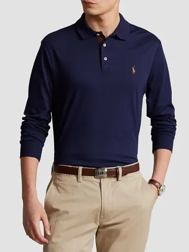 Polo Ralph Lauren Men's Cotton Interlock Long-Sleeve Polo Shirt | Thumbnail 3 Polo Ralph Lauren Men's Cotton Interlock Long-Sleeve Polo Shirt | Thumbnail 3