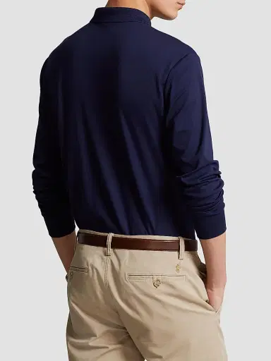 Polo Ralph Lauren Men's Cotton Interlock Long-Sleeve Polo Shirt | Thumbnail 4 Polo Ralph Lauren Men's Cotton Interlock Long-Sleeve Polo Shirt | Thumbnail 4